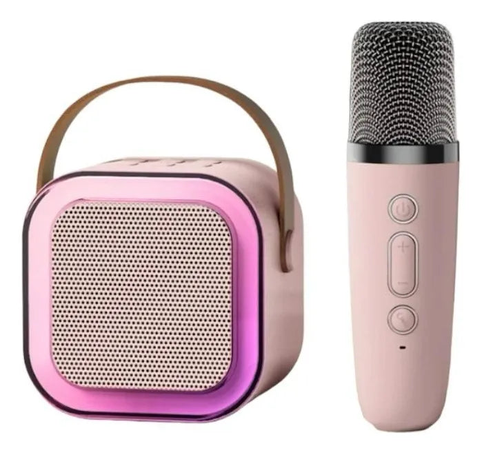 Parlante Karaoke Portátil Mini Con Micrófono Inalámbrico Bt Color Rosa