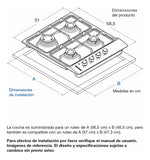 Estufa De Empotrar En Acero Inoxidable 4 Puestos De 58.5cm G