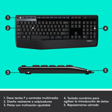 Kit de teclado y mouse inalámbrico Logitech MK345 Español color negro