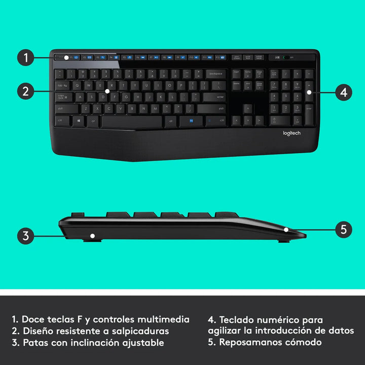 Kit de teclado y mouse inalámbrico Logitech MK345 Español color negro