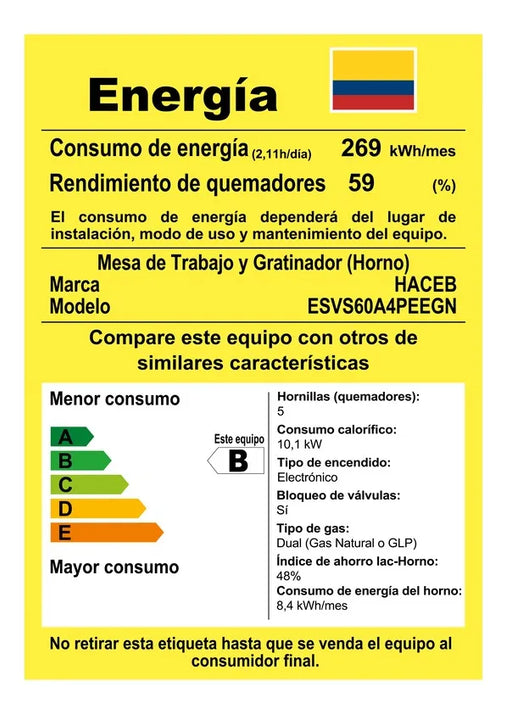 Estufa Orégano Haceb 60 Cms Negra-inox Gas Natural Color Negro/Inox