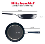 Sartén 31cm anodizado duro, antiadherente, Negro Onyx KitchenAid.