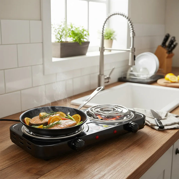 Fogon Eléctrico 2 Puestos Estufa 5 Niveles De Temperatura