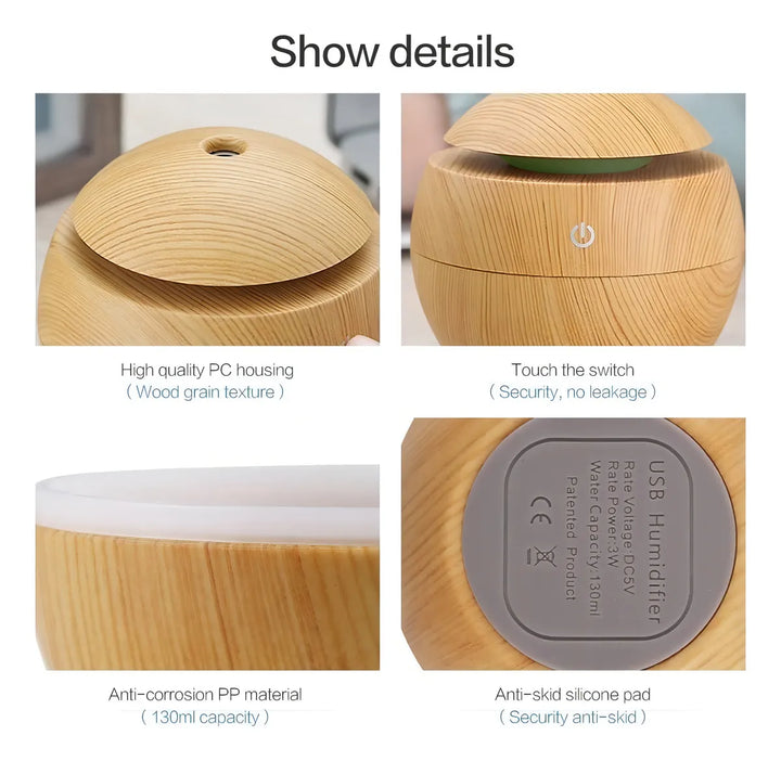 Humidificador Ultrasónico Qatar Shop 3237 Madera Clara Con Difusor Aromático