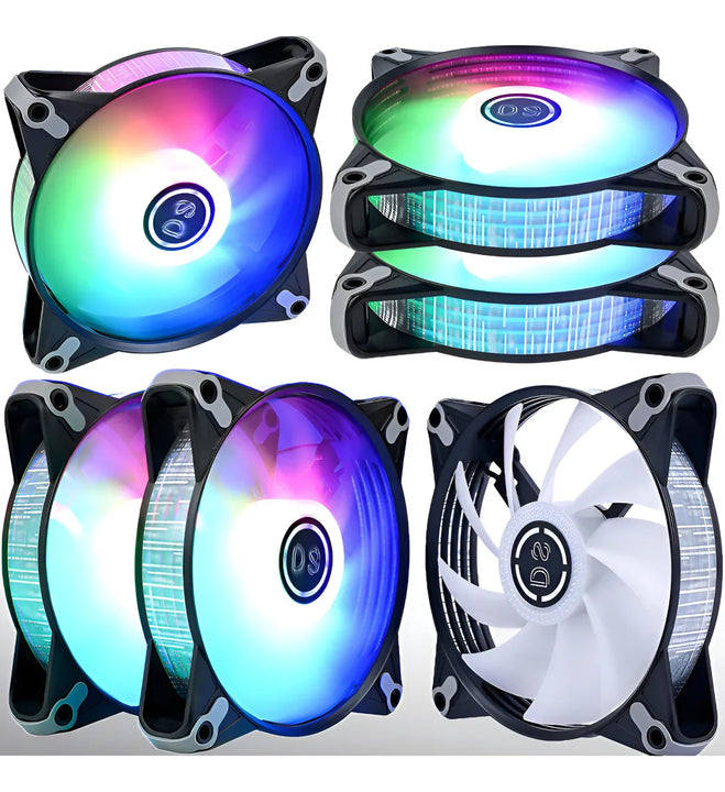 Ventiladores Ds Led Rgb 6 Unidades 4.724 Negros.