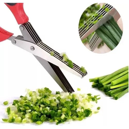 Tijera De Verduras Para Cocina 5 Hojas En Acero Inoxidable