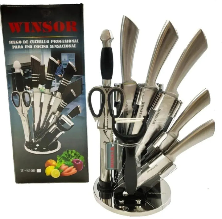 Set Juego Cuchillos 9 Piezas Winsor Acero Inoxidable
