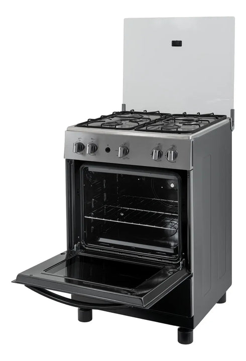 Estufa De Piso 4 Puestos Con Horno Gas Natural Negra 60cm Negro