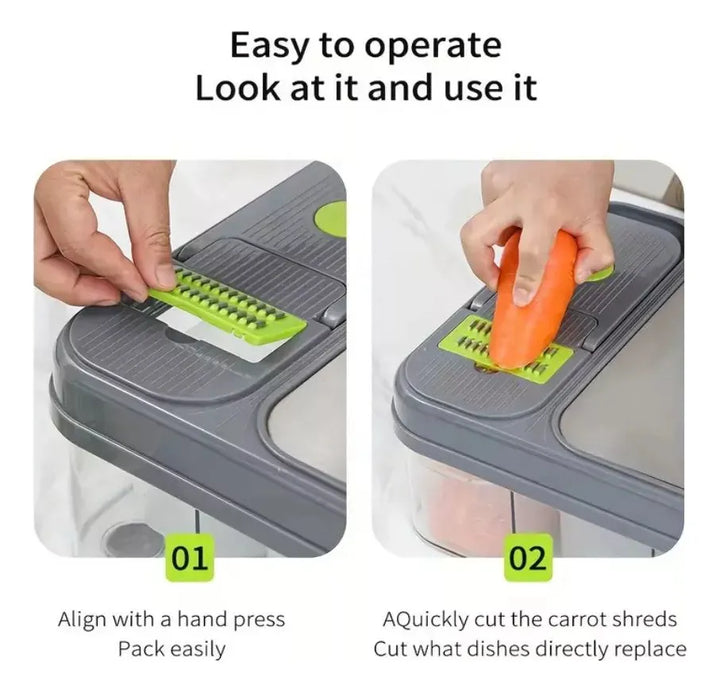 Cortador De Verduras Mandolina 28 En 1 Rallador Rebanador Gris