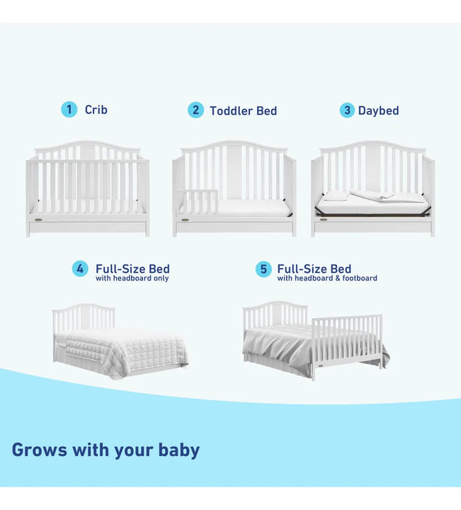 Cuna Convertible 4 En 1 Color Blanco Con Gaveta