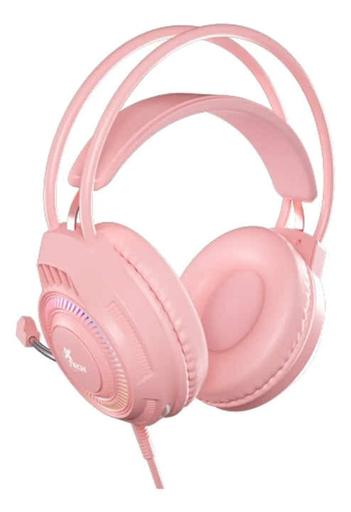 Auriculares Estéreo Gamer Xtech Luz Led 3.5mm Rosa Xth-564