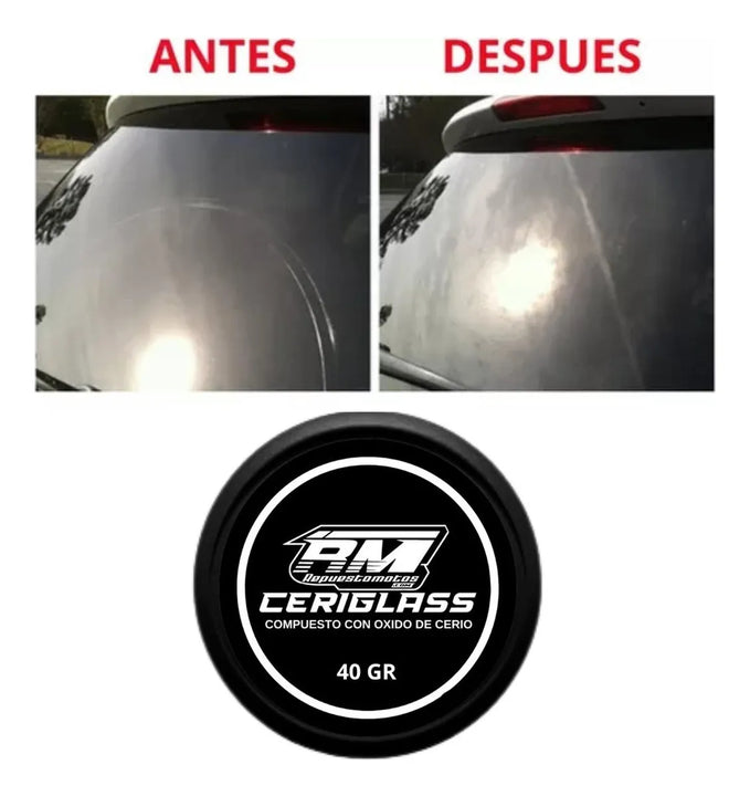 Oxido Cerio 40gr + Limpiavidrios + Paño