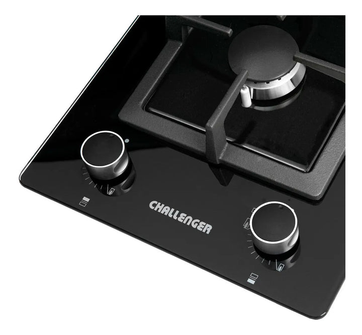 Estufa A Gas Natural 2 Puestos Challenger/vidrio Templado Color Negro