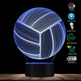 Lámpara De Noche Led 3d Balon Voleibol Regalo Holograma - Negro
