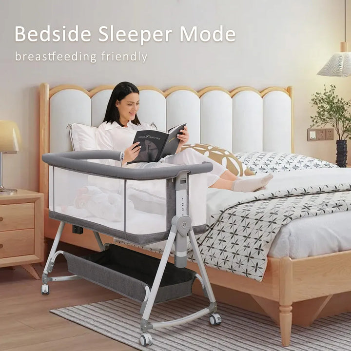 Moisés Para Bebé 3 En 1 Cuna Portátil Ajustable Gris