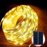 Luz Led Navideña Recargable De Alambre Con Panel Solar 100 Amarillo