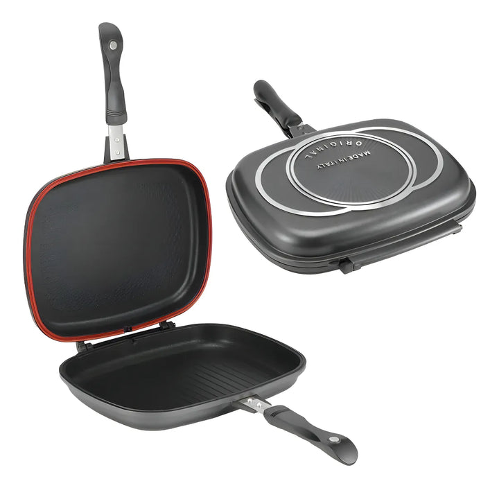 Sartén Doble Parrilla Dessini Italiana Antiadherente 36 Cm Color Negro