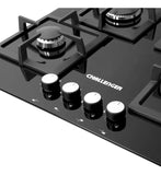 Estufa A Gas 4 Puestos Challenger/ Vidrio Templado Negro