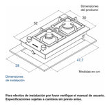 Estufa A Gas Natural 2 Puestos Challenger/vidrio Templado Color Negro