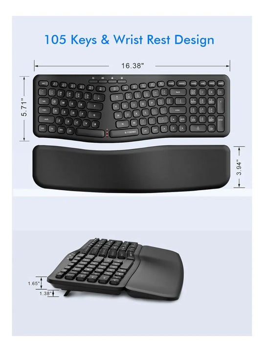 Teclado Inalambrico Ergonomico E-yooso K757 Con Reposamuñeca Negro Inglés