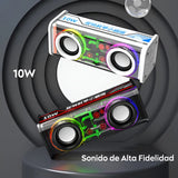 Bocina Portátil Bluetooth 5.0 Rgb 10w 1800mah Altavoces V8 Color Negro