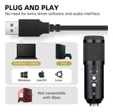 Grandioso Micrófono Condensador Usb Con Trípode Color Negro