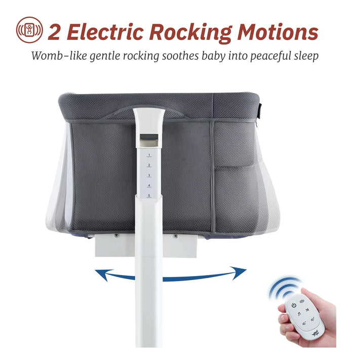 Moisés Mecedor Eléctrico 3 En 1 Ajustable Para Bebé Gris