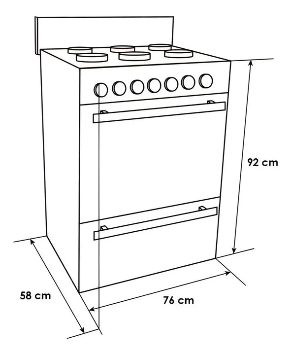 Estufa Con Horno Abba 6 Puestos Gas Natural Rg 803-4n Gt Color Negro