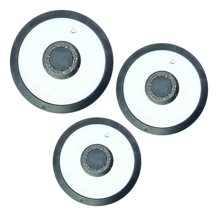 Juego De Sartenes En Mármol Renahouse Tapa De Vidrio 6 Pcs Color Negro