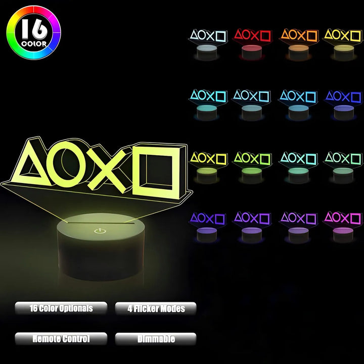 Lámpara Led Botones Play Station Holograma Decoración Regalo Negra