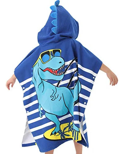 Poncho De Toalla De Dinosaurio Con Capucha Para Ninos