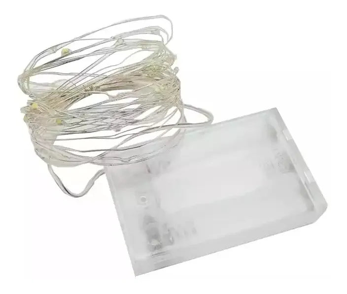 Alambre Micro 40 Led 2m Pilas Hilo Luz Hada Colores Supli Blanco, Rojo, Azul, Fucsia, Verde, Calido, Rosado, Multicolor, Verde/rojo