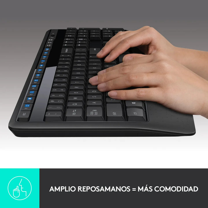 Kit de teclado y mouse inalámbrico Logitech MK345 Español color negro