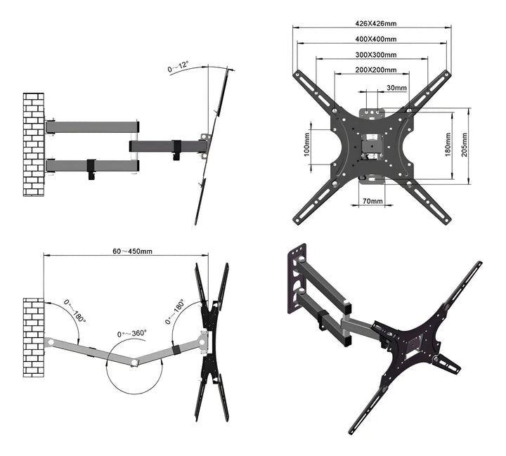 Soporte De Pared Movible Para Tv De 32 A 55 Pulgadas AN400 Negro KVHB