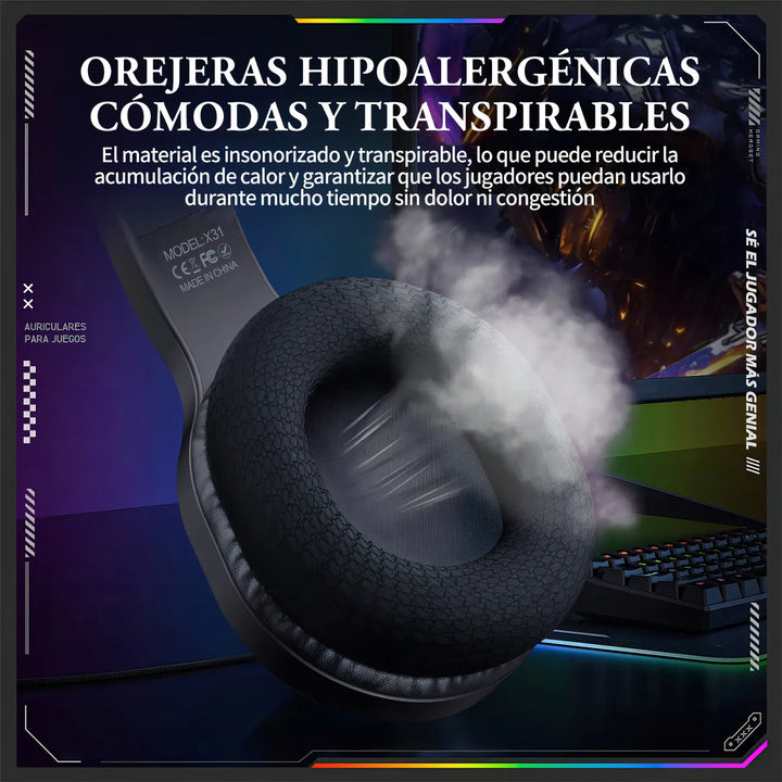 Auriculares profesionales para jugadores Onikuma X31 Rgb negros