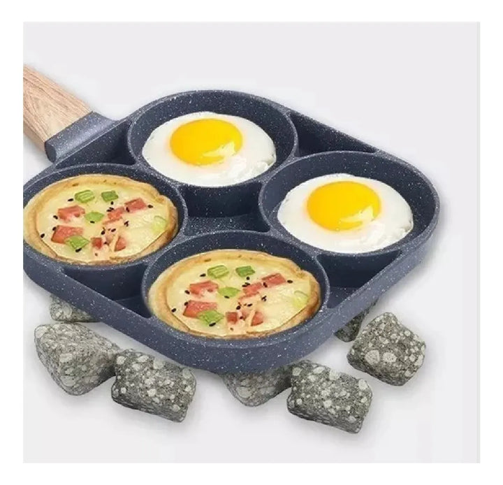 Sarten Antiadherente En Ceramica 4 Puestos En 1 Color Gris Gris Oscuro