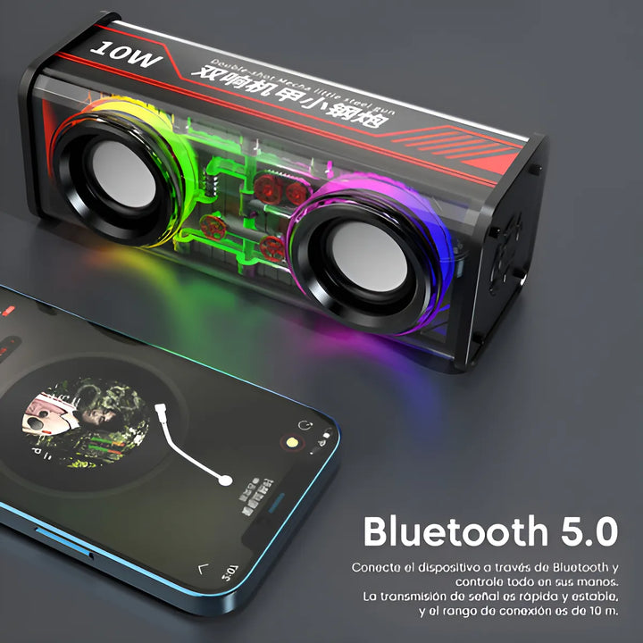 Bocina Portátil Bluetooth 5.0 Rgb 10w 1800mah Altavoces V8 Color Negro