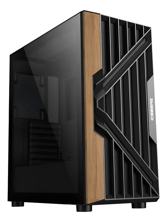 Chasis Caja Gamer Iceberg Wood Vector 7 Ventiladores Argb Negro