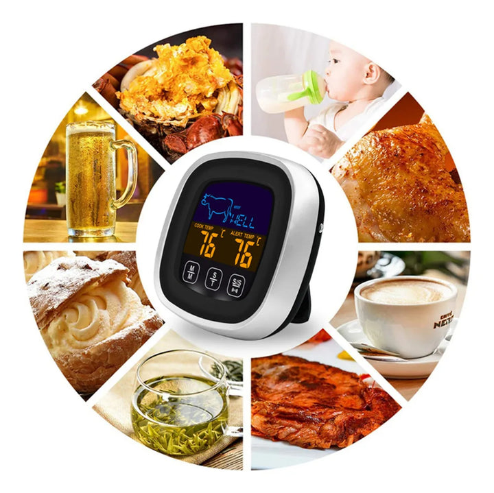 Termómetro Digital Carne Pantalla Táctil Lcd, Temporizador