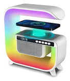 Parlante Lampara Rgb + Carga Inalambrica + Reloj Bt-3402 Color Blanco