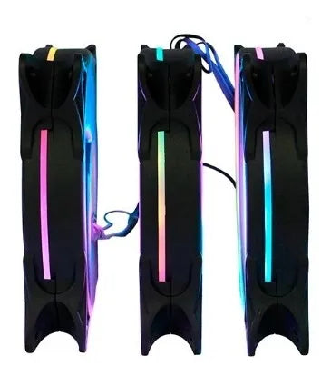 Kit De 3 Cooler Ventiladores Rgb 12cm Con Control Para Pc