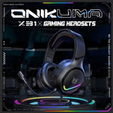Auriculares profesionales para jugadores Onikuma X31 Rgb negros