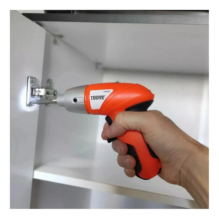 Kit Destornillador Eléctrico Inalámbrico Trabajos Rápidos - Naranja