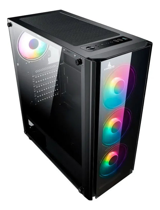 Chasis Gabinete Iceberg Crystal G9 Atx - 4 Ventiladores Rgb Color Negro
