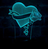 Lámpara Led Corazón Con Rosa Regalo Aniversario Decoración Negra