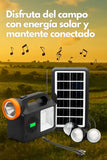 Radio Parlante Con Panel Solar Linterna+3bombillos Fm Am Bt Negro