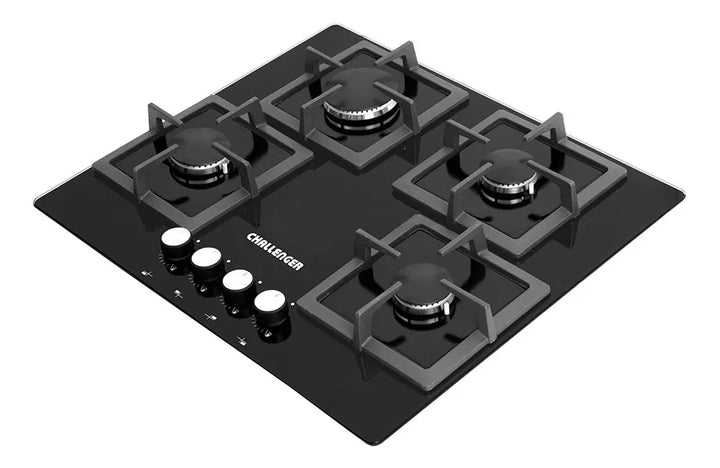Estufa A Gas 4 Puestos Challenger/ Vidrio Templado Negro