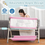 Cuna Mecedora 3 En 1 Para Bebé Rosa Con Música Y Almacenamie