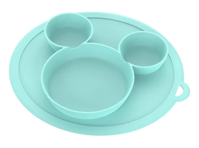 Plato Silicona Bebe Antideslizante Libre Bpa Color Turquesa
