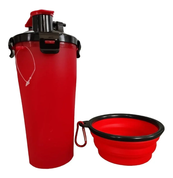 Termo Bebedero Comedero Mascotas Perro Gato Plato Plegable